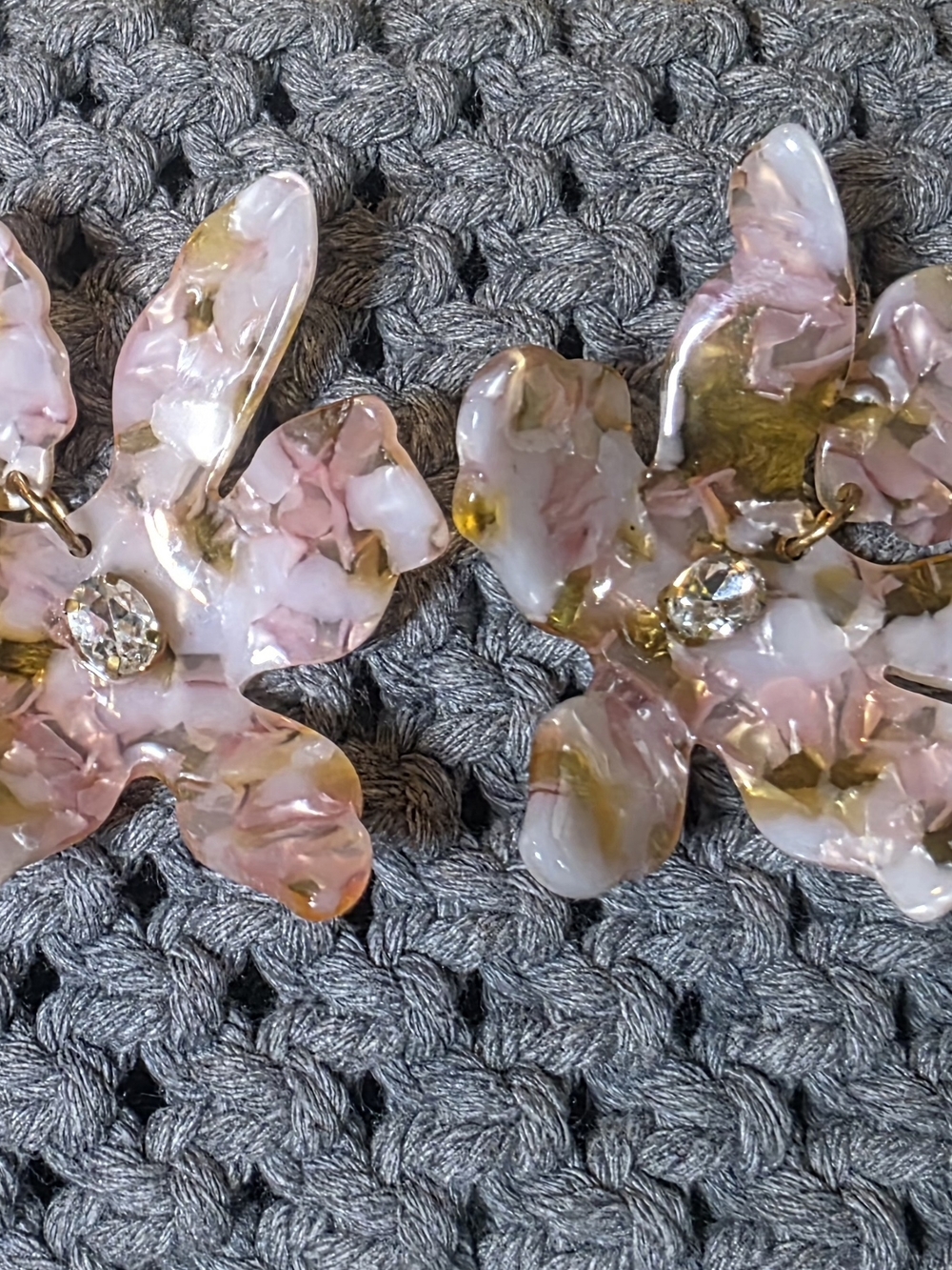 Boutique Large Pink & Cream Flower Studs - 3D Acetate Statement